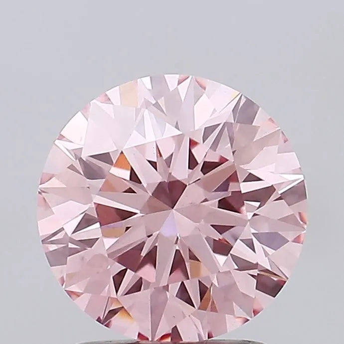 2.05ct Round Lab Grown Diamond (Colour Fancy Vivid Pink, Clarity VS1, Cut ID, IGI Certified)
