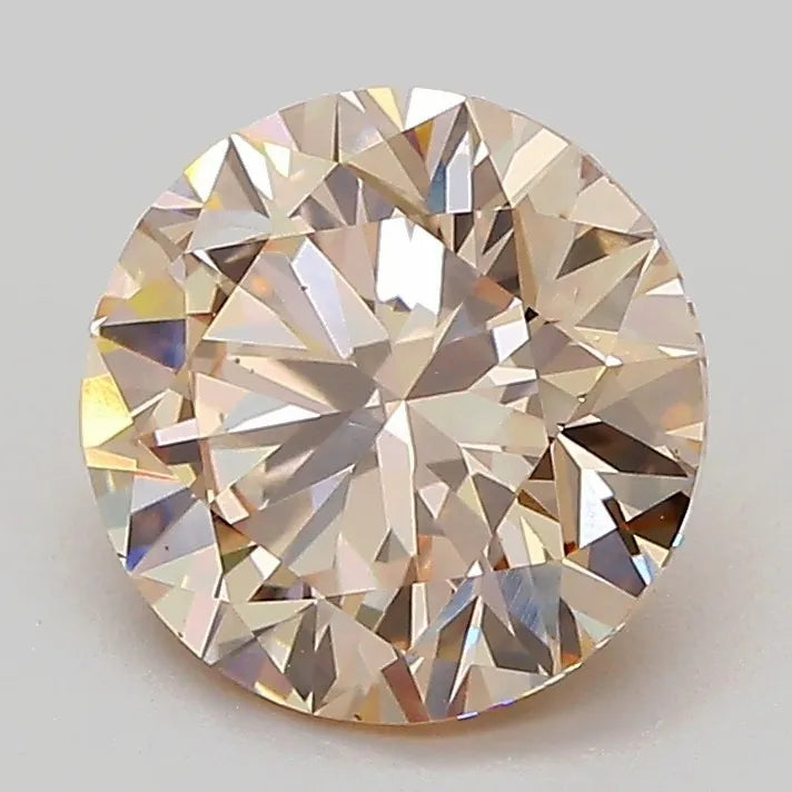 2.06ct Round Lab Grown Diamond (Colour Fancy Light Brown, Clarity VS1, Cut ID, IGI Certified)