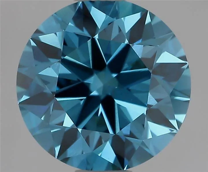 2.06ct Round Lab Grown Diamond (Colour Fancy Vivid Blue, Clarity VVS2, Cut ID, IGI Certified)