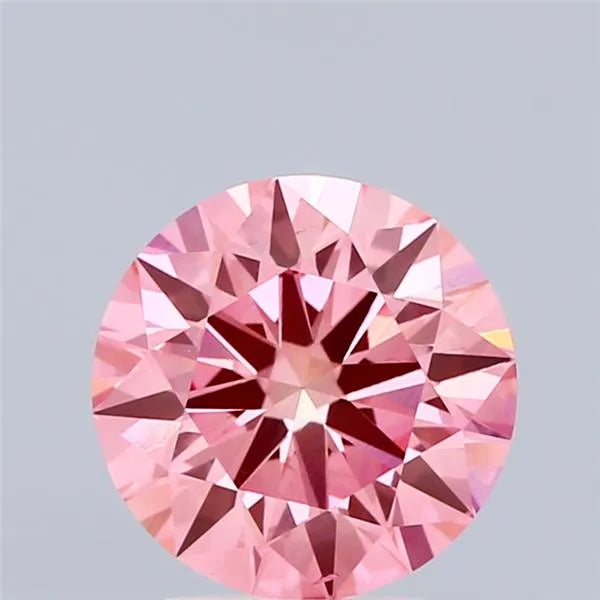2.06ct Round Lab Grown Diamond (Colour Fancy Vivid Pink, Clarity SI1, Cut ID, IGI Certified)