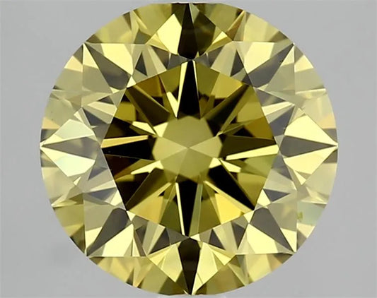 2.06ct Round Lab Grown Diamond (Colour Fancy Vivid Yellow, Clarity IF, Cut ID, IGI Certified)
