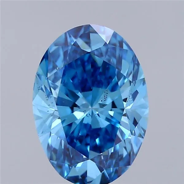 2.07ct Oval Lab Grown Diamond (Colour Fancy Vivid Blue, Clarity SI1, IGI Certified)