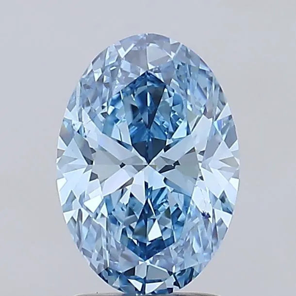 2.07ct Oval Lab Grown Diamond (Colour Fancy Vivid Blue, Clarity VVS1, IGI Certified)
