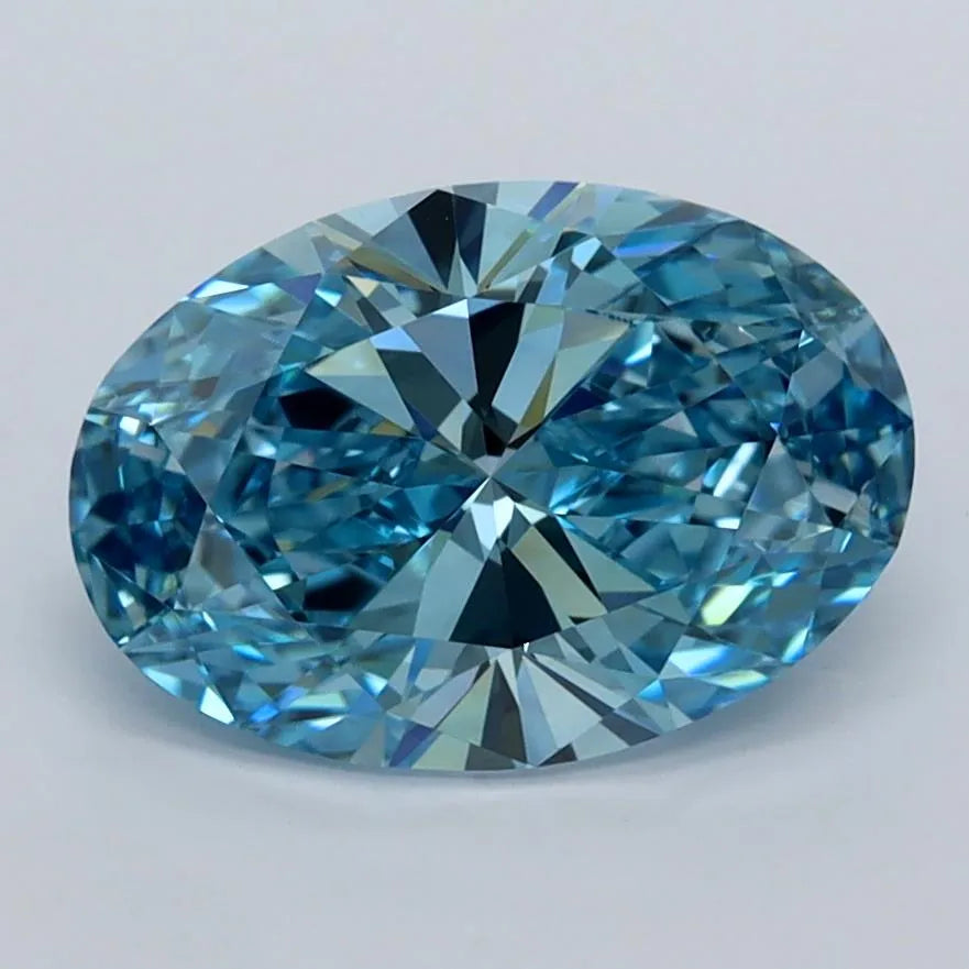 2.07ct Oval Lab Grown Diamond (Colour Fancy Vivid Blue, Clarity VVS1, IGI Certified)