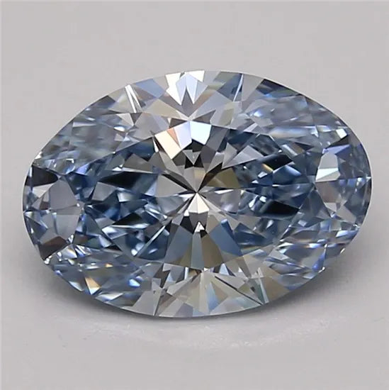 2.07ct Oval Lab Grown Diamond (Colour Fancy Vivid Blue, Clarity VVS2, Cut EX, IGI Certified)