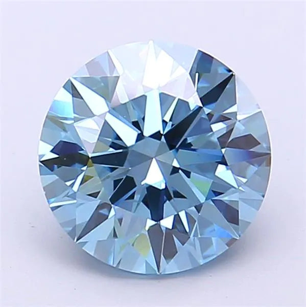 2.07ct Round Lab Grown Diamond (Colour Fancy Vivid Blue, Clarity VVS2, Cut ID, IGI Certified)