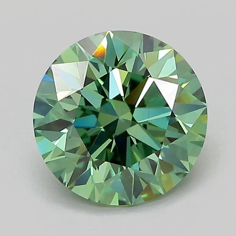 2.07ct Round Lab Grown Diamond (Colour Fancy Vivid Green, Clarity VVS2, Cut EX, IGI Certified)