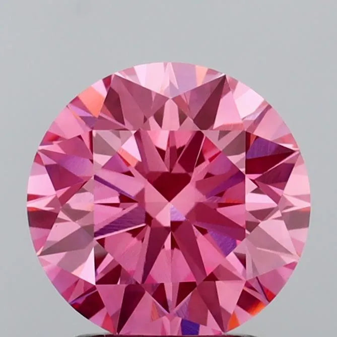 2.07ct Round Lab Grown Diamond (Colour Fancy Vivid Pink, Clarity VVS2, Cut ID, IGI Certified)