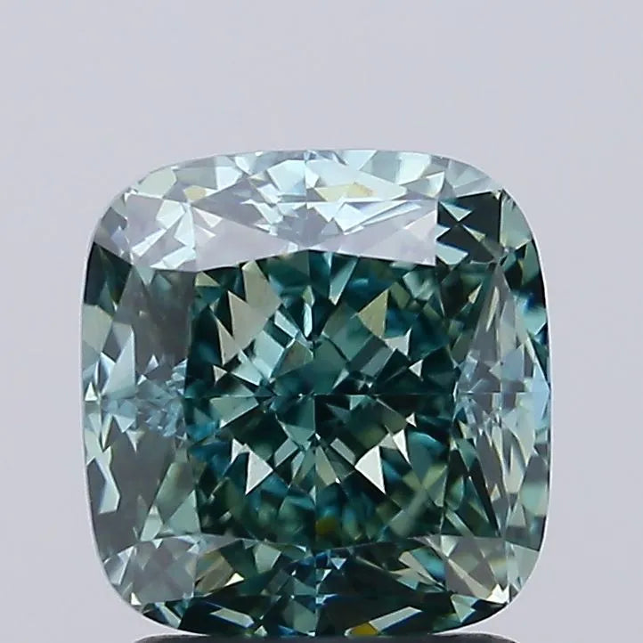 2.08ct Cushion modified Lab Grown Diamond (Colour Fancy Vivid Blueish Green, Clarity VVS2, IGI Certified)
