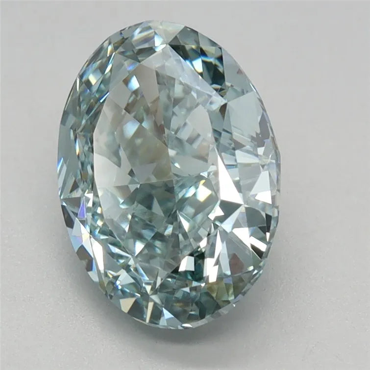 2.08ct Oval Lab Grown Diamond (Colour Fancy Intense Blueish Green, Clarity VVS2, IGI Certified)