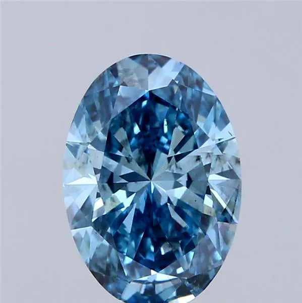 2.08ct Oval Lab Grown Diamond (Colour Fancy Vivid Blue, Clarity SI1, IGI Certified)