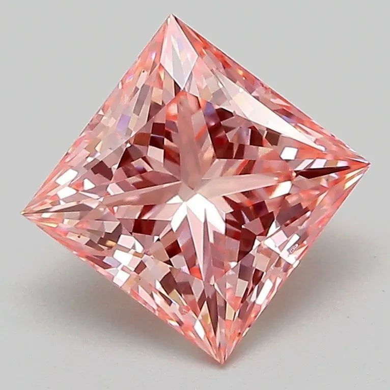 2.08ct Princess Lab Grown Diamond (Colour Fancy Vivid Pink, Clarity VVS2, IGI Certified)