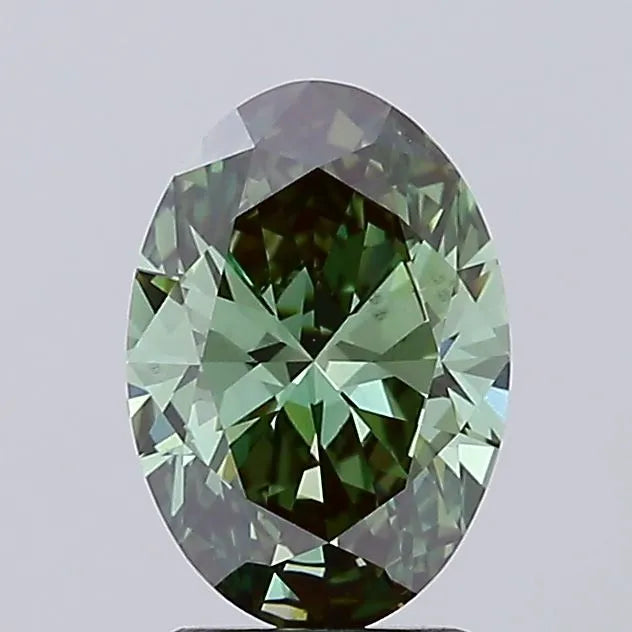 2.09ct Oval Lab Grown Diamond (Colour Fancy Vivid Green, Clarity VS2, IGI Certified)