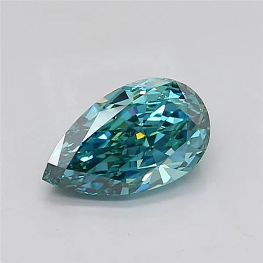 2.09ct Pear Lab Grown Diamond (Colour Fancy Vivid Blueish Green, Clarity VS2, IGI Certified)