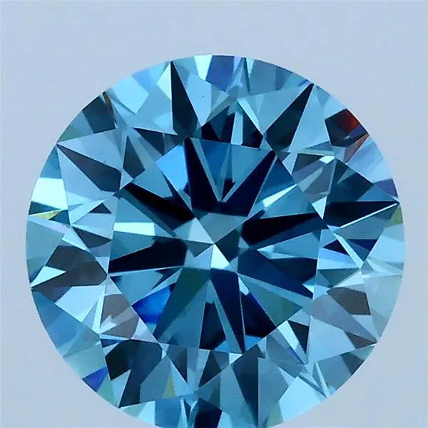 2.09ct Round Lab Grown Diamond (Colour Fancy Vivid Blue, Clarity VVS2, Cut ID, IGI Certified)