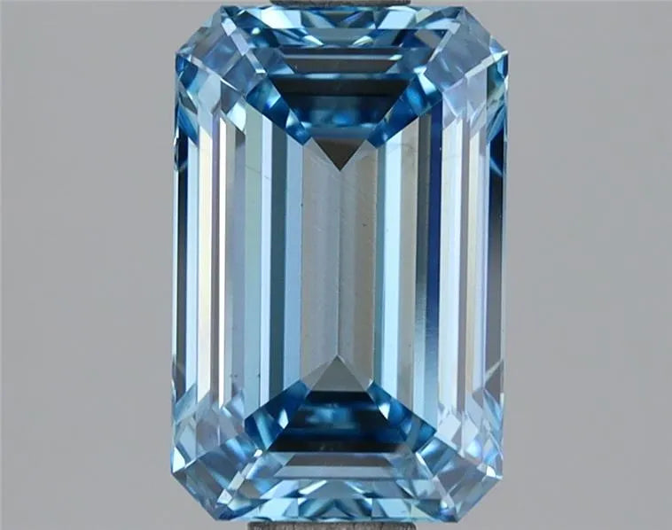 2.10ct Emerald Lab Grown Diamond (Colour Fancy Vivid Blue, Clarity VS1, IGI Certified)