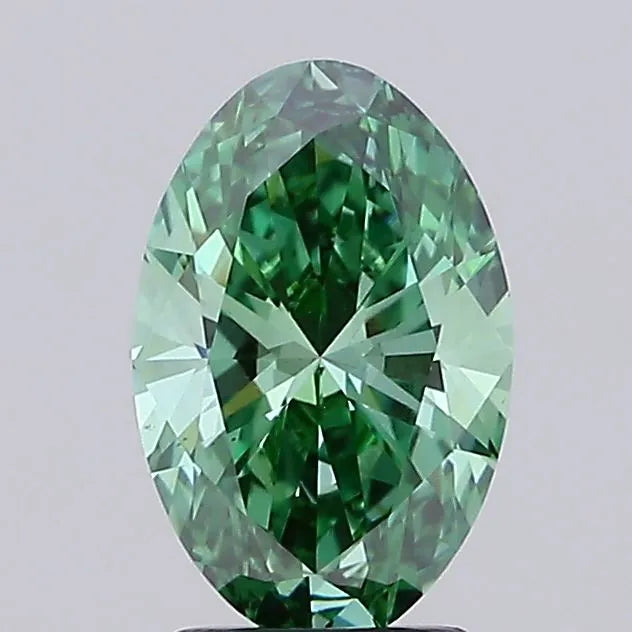 2.10ct Oval Lab Grown Diamond (Colour Fancy Vivid Green, Clarity VS1, IGI Certified)