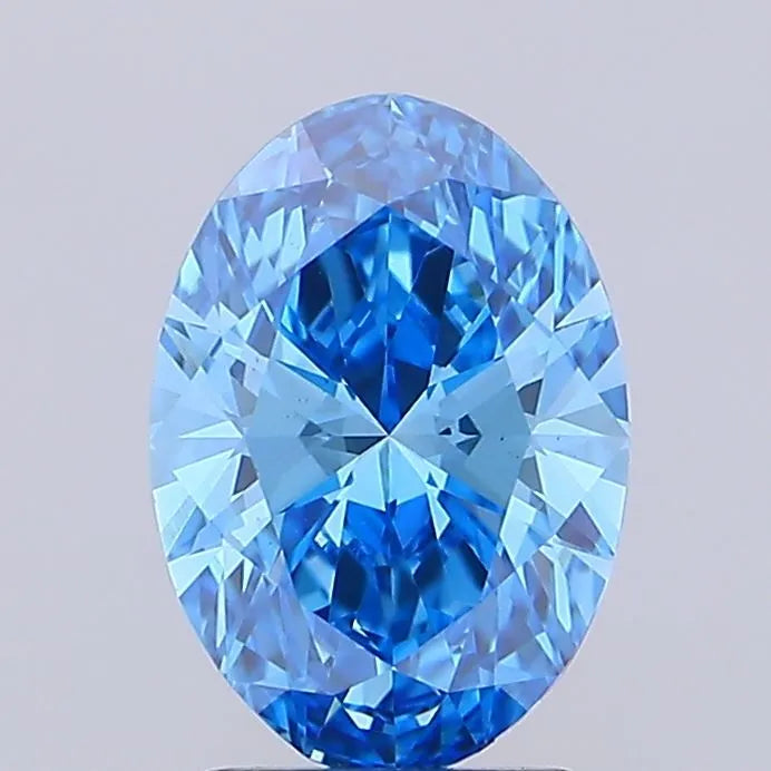 2.11ct Oval Lab Grown Diamond (Colour Fancy Vivid Blue, Clarity VS1, IGI Certified)