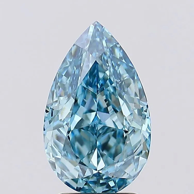 2.12ct Pear Lab Grown Diamond (Colour Fancy Vivid Blue, Clarity VS1, IGI Certified)