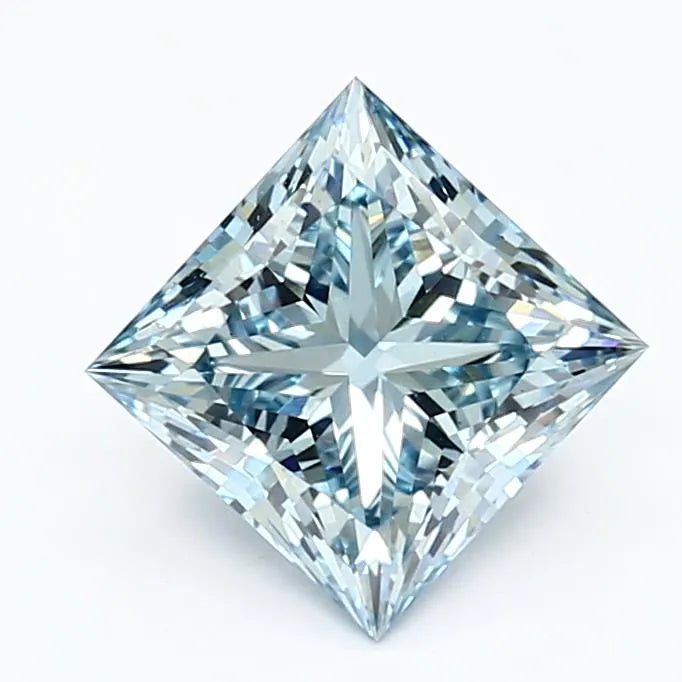 2.13ct Princess Lab Grown Diamond (Colour Fancy Vivid Blue, Clarity VS1, IGI Certified)