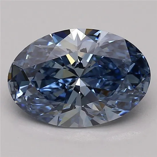 2.14ct Oval Lab Grown Diamond (Colour Fancy Vivid Blue, Clarity VVS1, Cut EX, IGI Certified)