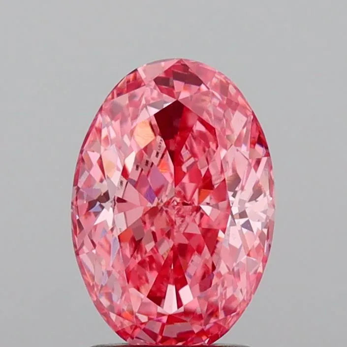 2.14ct Oval Lab Grown Diamond (Colour Fancy Vivid Pink, Clarity VVS2, IGI Certified)