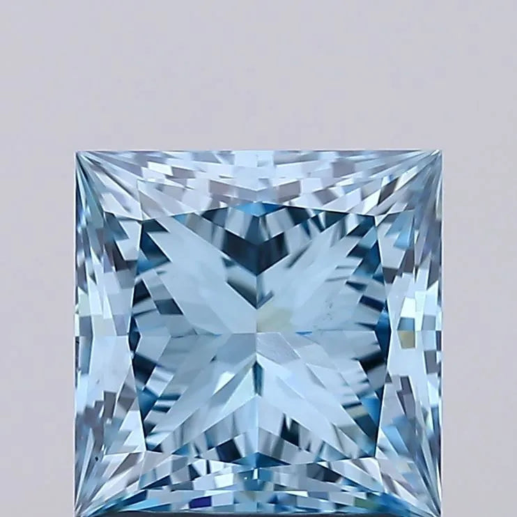 2.16ct Princess Lab Grown Diamond (Colour Fancy Vivid Blue, Clarity VS1, IGI Certified)