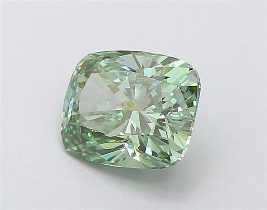 2.18ct Cushion brilliant Lab Grown Diamond (Colour Fancy Vivid Green, Clarity VS1, IGI Certified)
