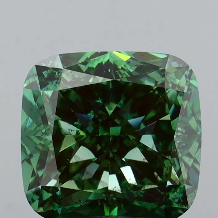 2.18ct Cushion modified Lab Grown Diamond (Colour Fancy Vivid Green, Clarity SI1, IGI Certified)