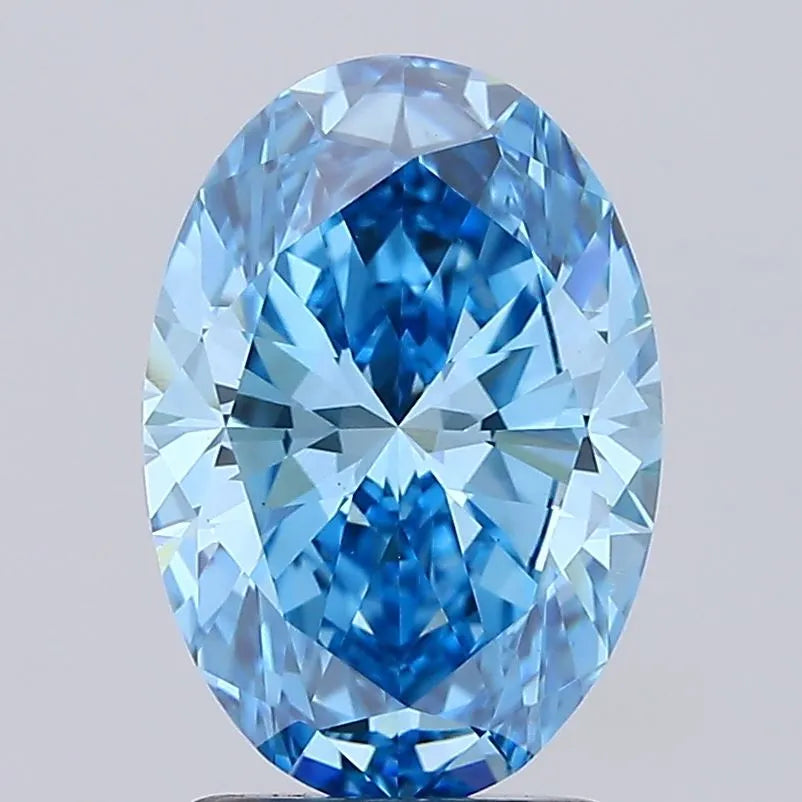2.21ct Oval Lab Grown Diamond (Colour Fancy Vivid Blue, Clarity VS1, IGI Certified)
