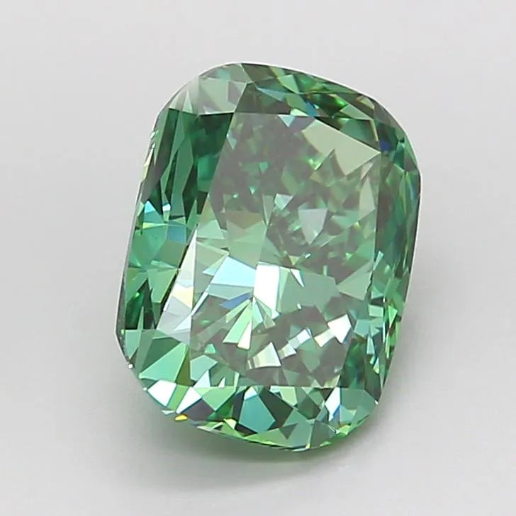 2.22ct Cushion modified Lab Grown Diamond (Colour Fancy Vivid Green, Clarity VVS2, IGI Certified)