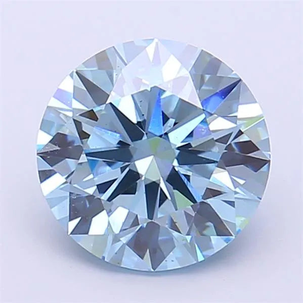2.24ct Round Lab Grown Diamond (Colour Fancy Vivid Blue, Clarity VS2, Cut ID, IGI Certified)