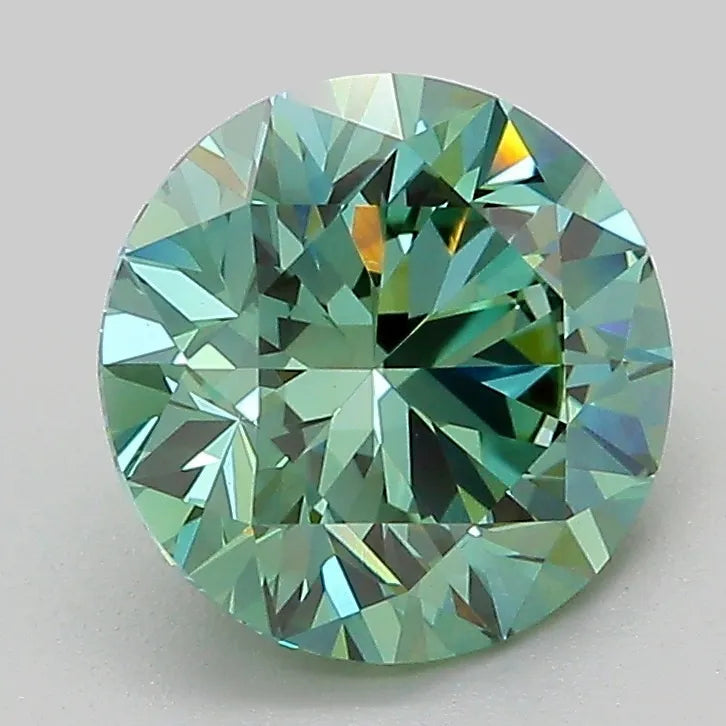 2.26ct Round Lab Grown Diamond (Colour Fancy Vivid Green, Clarity VVS2, Cut ID, IGI Certified)