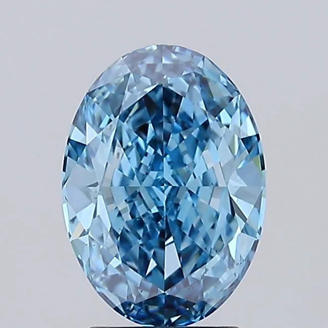 2.27ct Oval Lab Grown Diamond (Colour Fancy Vivid Blue, Clarity VS2, IGI Certified)