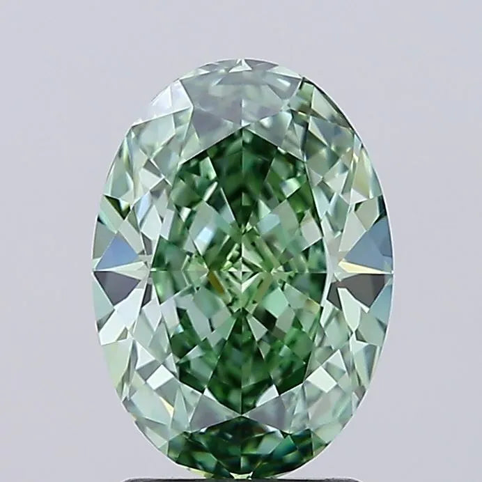 2.28ct Oval Lab Grown Diamond (Colour Fancy Vivid Green, Clarity VVS1, IGI Certified)