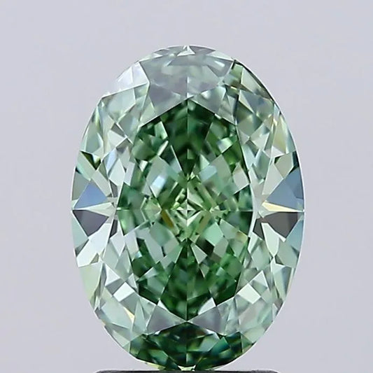2.28ct Oval Lab Grown Diamond (Colour Fancy Vivid Green, Clarity VVS1, IGI Certified)