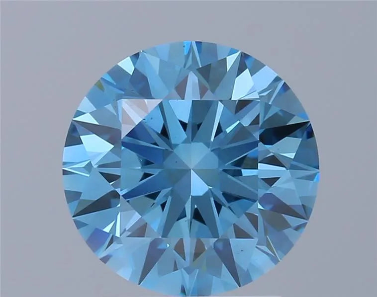 2.28ct Round Lab Grown Diamond (Colour Fancy Vivid Blue, Clarity VS1, Cut ID, IGI Certified)