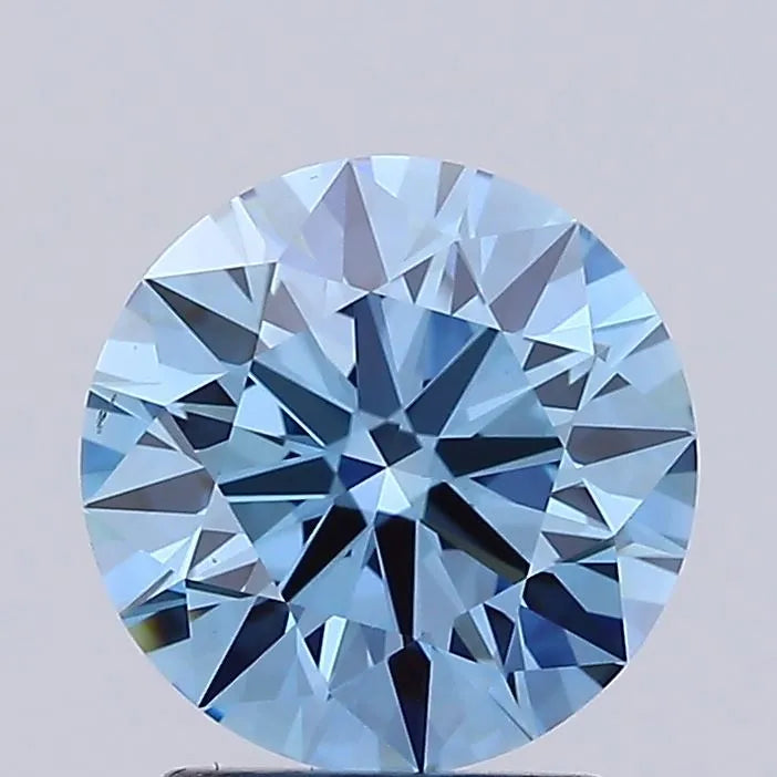 2.28ct Round Lab Grown Diamond (Colour Fancy Vivid Blue, Clarity VVS2, Cut ID, IGI Certified)