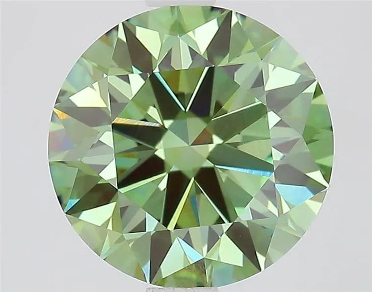 2.32ct Round Lab Grown Diamond (Colour Fancy Vivid Green, Clarity VVS2, Cut ID, IGI Certified)