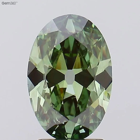 2.34ct Oval Lab Grown Diamond (Colour Fancy Vivid Green, Clarity VS1, IGI Certified)