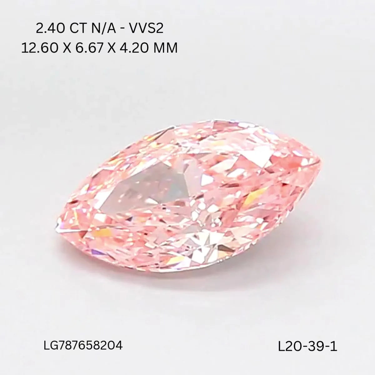 2.40ct Marquise Lab Grown Diamond (Colour Fancy Vivid Pink, Clarity VVS2, IGI Certified)