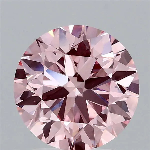 2.42ct Round Lab Grown Diamond (Colour Fancy Vivid Pink, Clarity VS1, Cut EX, IGI Certified)