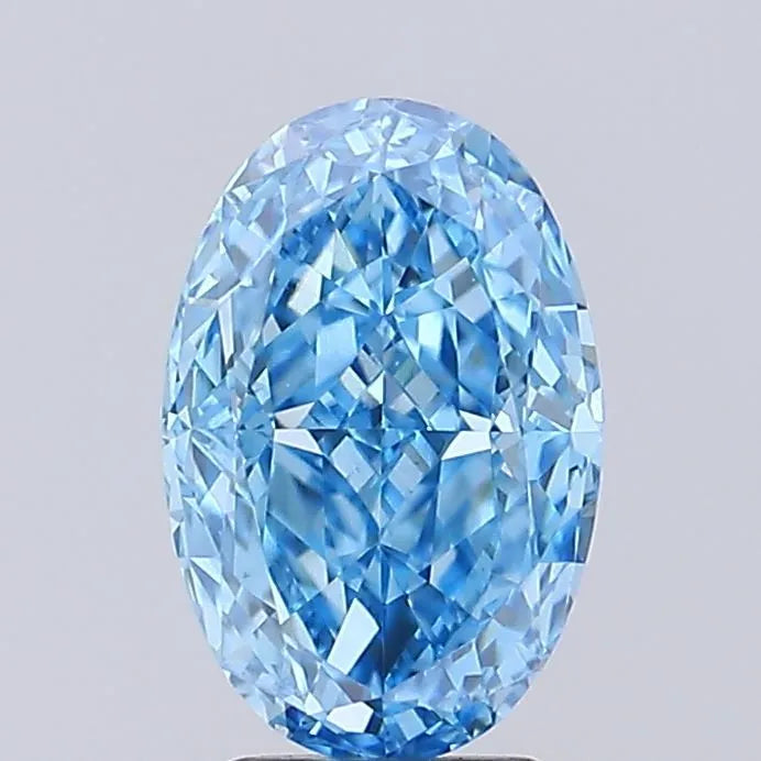 2.45ct Oval Lab Grown Diamond (Colour Fancy Vivid Blue, Clarity VVS2, IGI Certified)