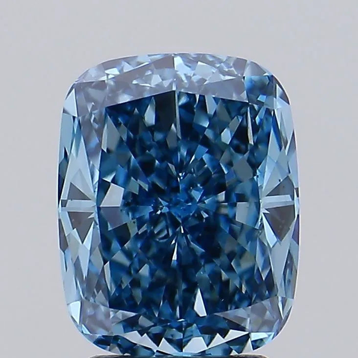 2.47ct Cushion brilliant Lab Grown Diamond (Colour Fancy Vivid Blue, Clarity VS2, IGI Certified)