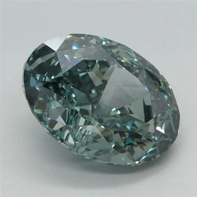 2.47ct Oval Lab Grown Diamond (Colour Fancy Vivid Green, Clarity VS2, IGI Certified)