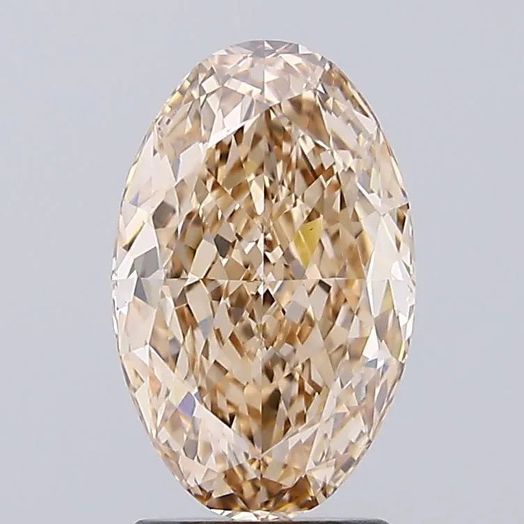 2.50ct Oval Lab Grown Diamond (Colour Light Brown, Clarity VVS2, IGI Certified)