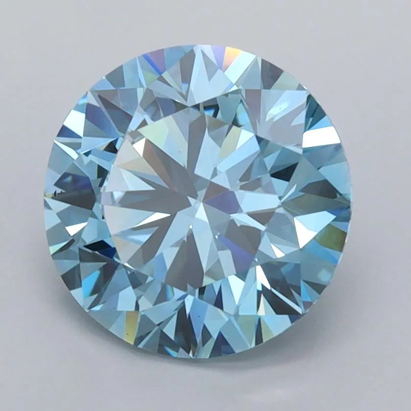 2.50ct Round Lab Grown Diamond (Colour Fancy Vivid Blue, Clarity VS1, Cut ID, IGI Certified)