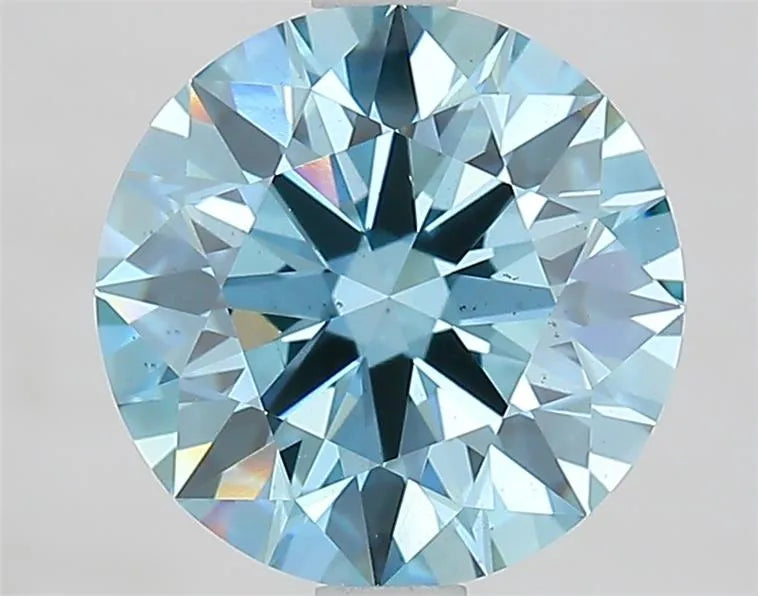 2.50ct Round Lab Grown Diamond (Colour Fancy Vivid Blue, Clarity VS2, Cut ID, IGI Certified)