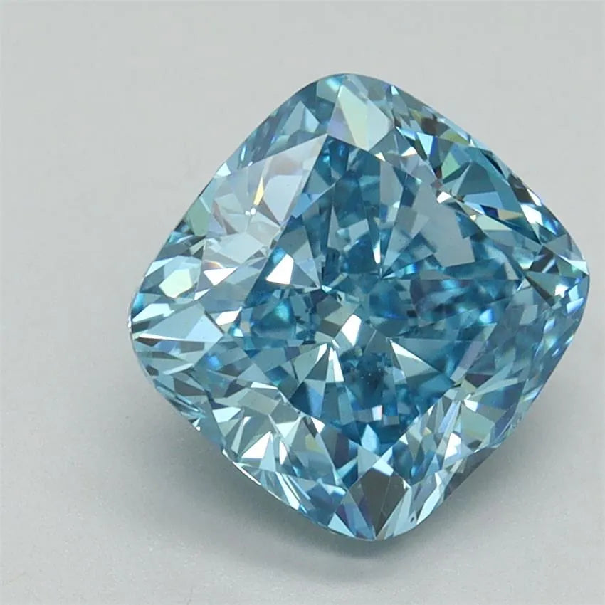 2.51ct Cushion brilliant Lab Grown Diamond (Colour Fancy Vivid Blue, Clarity VS1, IGI Certified)