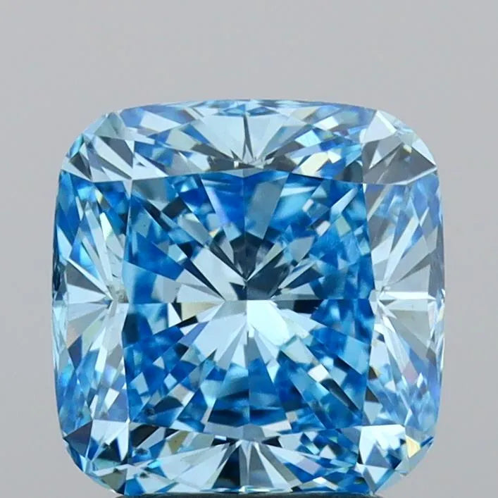 2.51ct Cushion brilliant Lab Grown Diamond (Colour Fancy Vivid Blue, Clarity VS2, Cut GD, IGI Certified)